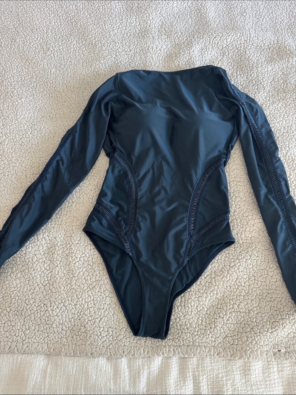 Long-Sleeve One-Piece Swimsuit in Navy